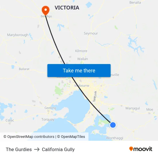 The Gurdies to California Gully map