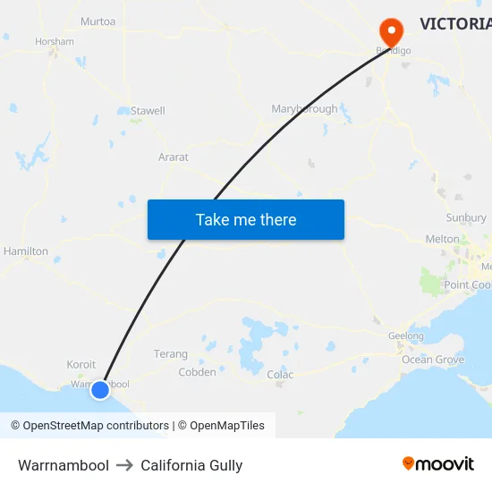 Warrnambool to California Gully map