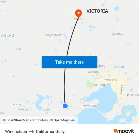Winchelsea to California Gully map