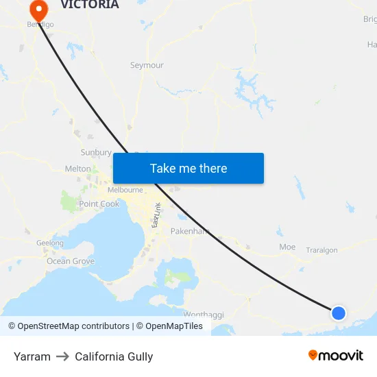 Yarram to California Gully map