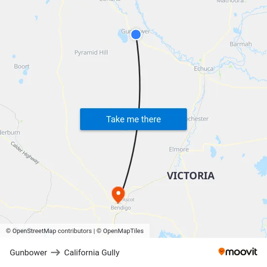 Gunbower to California Gully map