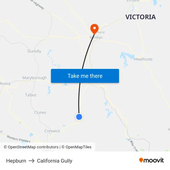 Hepburn to California Gully map