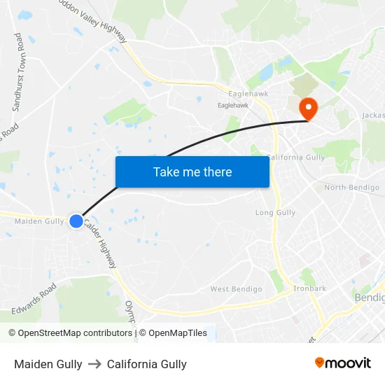 Maiden Gully to California Gully map