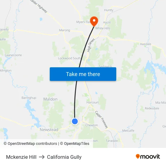 Mckenzie Hill to California Gully map