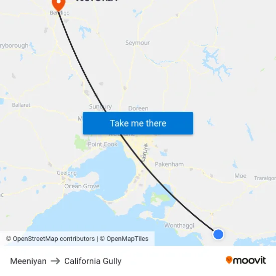 Meeniyan to California Gully map