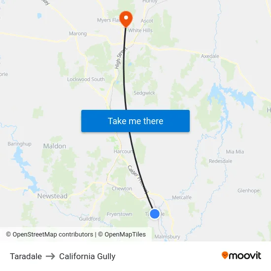 Taradale to California Gully map
