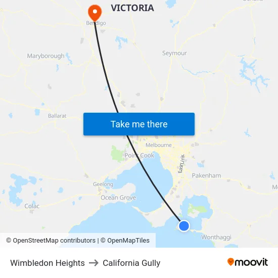 Wimbledon Heights to California Gully map