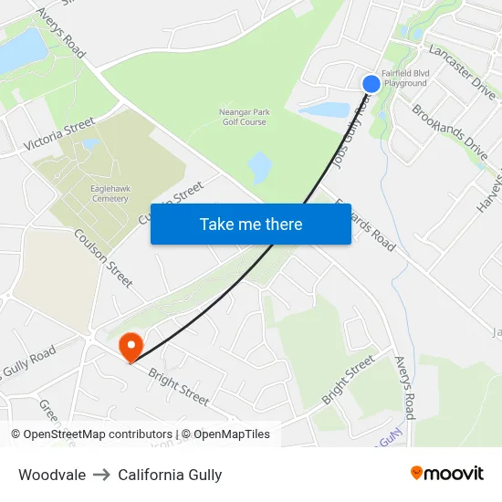 Woodvale to California Gully map