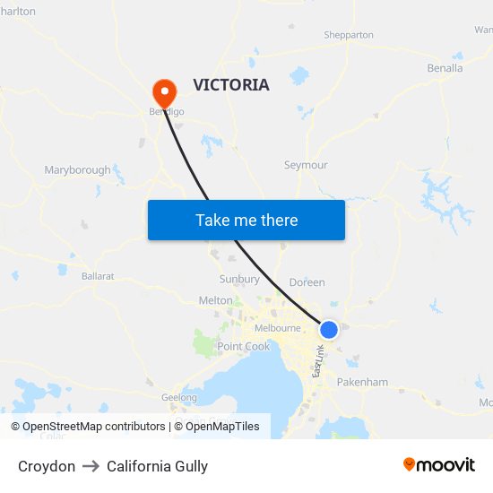 Croydon to California Gully map