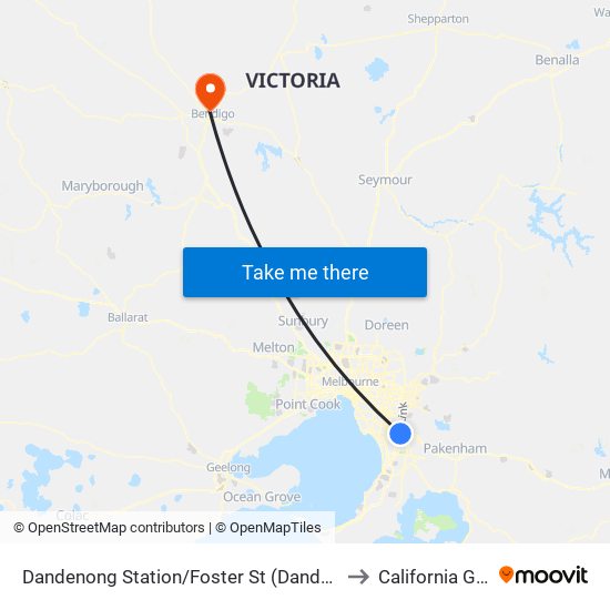 Dandenong Station/Foster St (Dandenong) to California Gully map