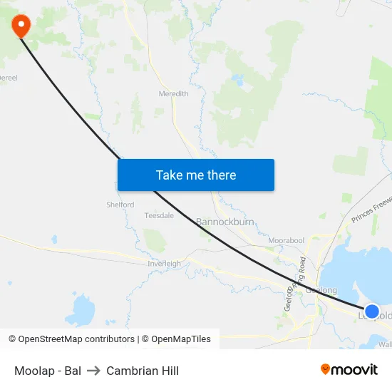 Moolap - Bal to Cambrian Hill map