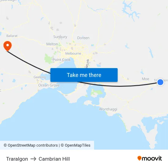 Traralgon to Cambrian Hill map