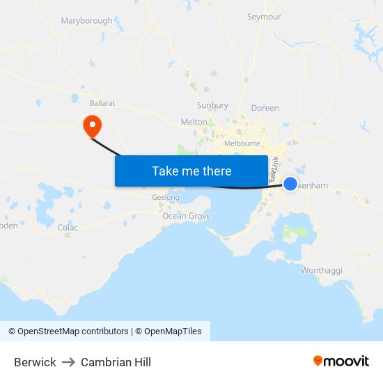 Berwick to Cambrian Hill map