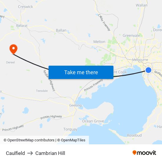 Caulfield to Cambrian Hill map