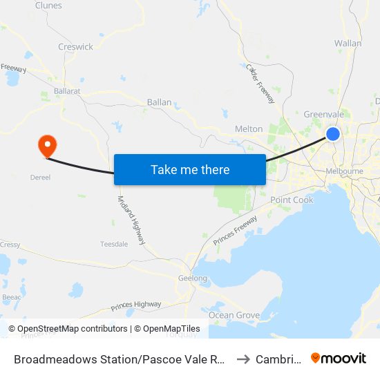 Broadmeadows Station/Pascoe Vale Rd (Broadmeadows) to Cambrian Hill map