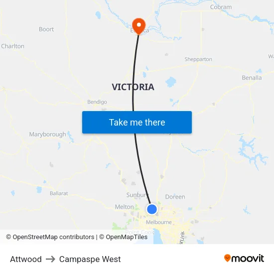 Attwood to Campaspe West map