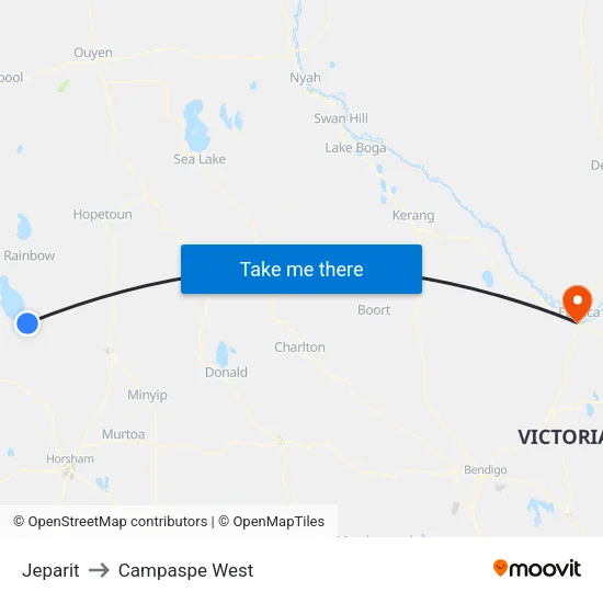Jeparit to Campaspe West map