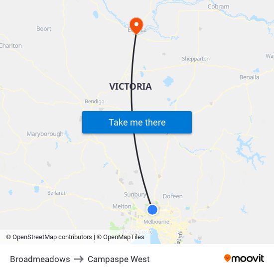 Broadmeadows to Campaspe West map