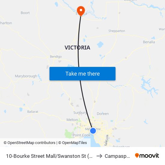 10-Bourke Street Mall/Swanston St (Melbourne City) to Campaspe West map