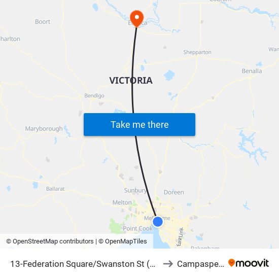 13-Federation Square/Swanston St (Melbourne City) to Campaspe West map