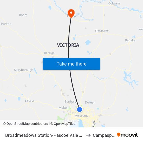 Broadmeadows Station/Pascoe Vale Rd (Broadmeadows) to Campaspe West map