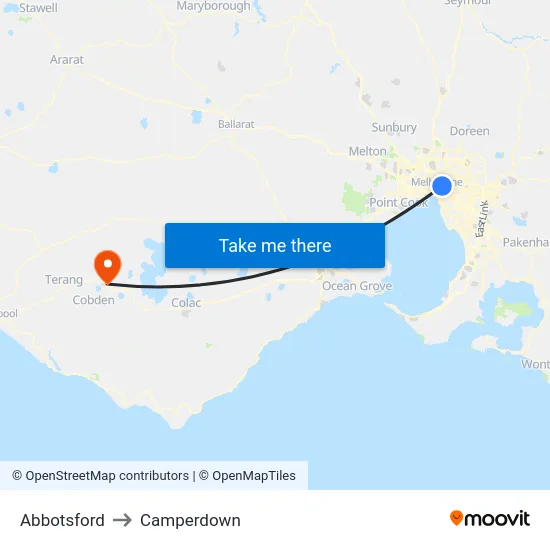 Abbotsford to Camperdown map