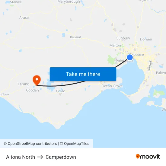 Altona North to Camperdown map