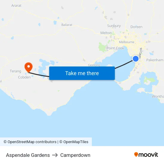 Aspendale Gardens to Camperdown map