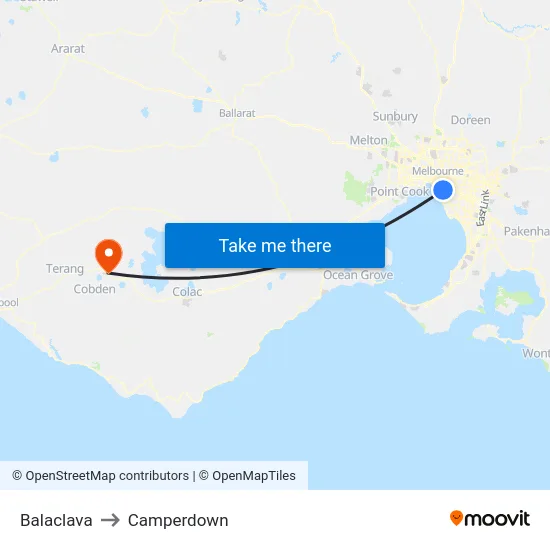 Balaclava to Camperdown map