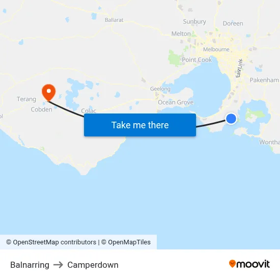 Balnarring to Camperdown map