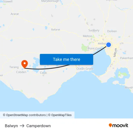 Balwyn to Camperdown map