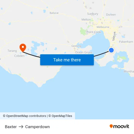 Baxter to Camperdown map