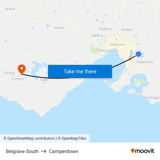 Belgrave South to Camperdown map