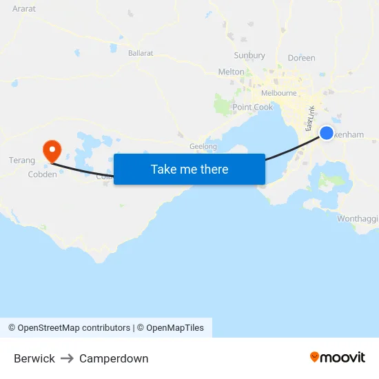 Berwick to Camperdown map