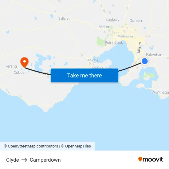 Clyde to Camperdown map