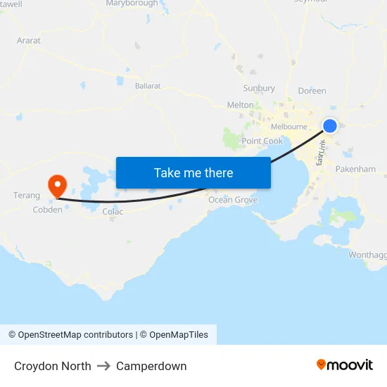 Croydon North to Camperdown map