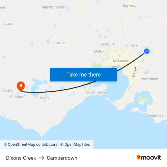 Dixons Creek to Camperdown map