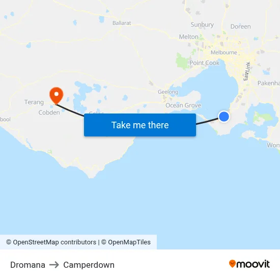 Dromana to Camperdown map
