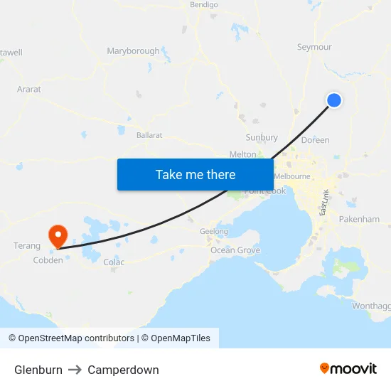 Glenburn to Camperdown map