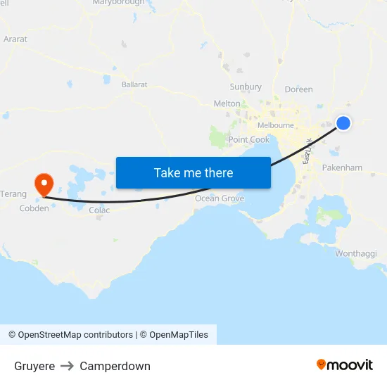 Gruyere to Camperdown map