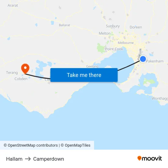 Hallam to Camperdown map