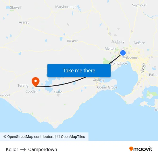 Keilor to Camperdown map