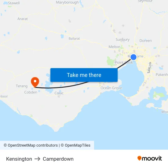 Kensington to Camperdown map
