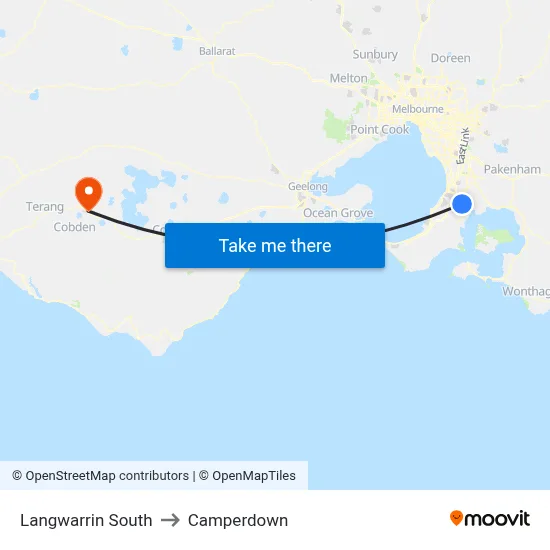 Langwarrin South to Camperdown map