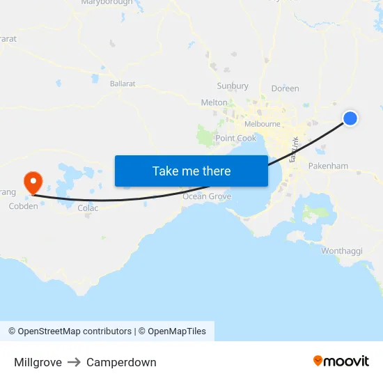 Millgrove to Camperdown map