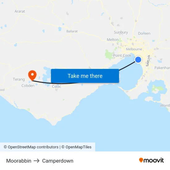 Moorabbin to Camperdown map