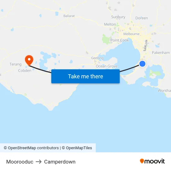 Moorooduc to Camperdown map