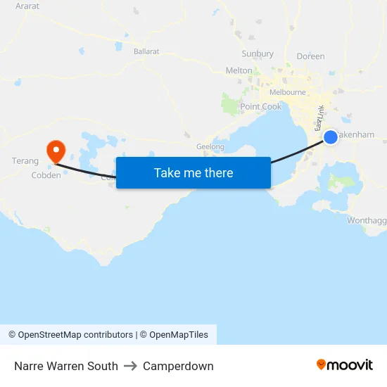 Narre Warren South to Camperdown map