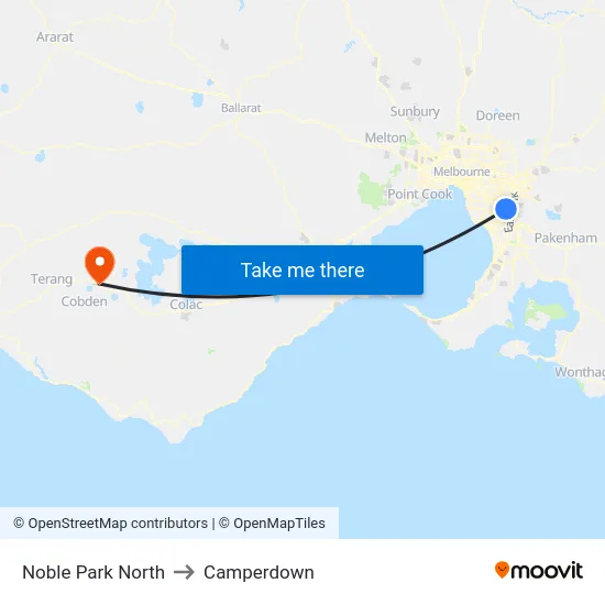Noble Park North to Camperdown map