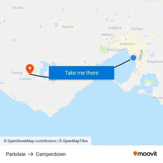 Parkdale to Camperdown map